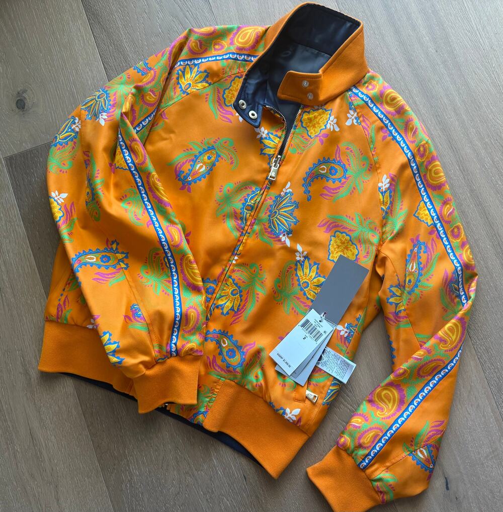 New Ralph Lauren Purple Label Torrence Reversible Jacket Navy Orange $1890 Sz 2